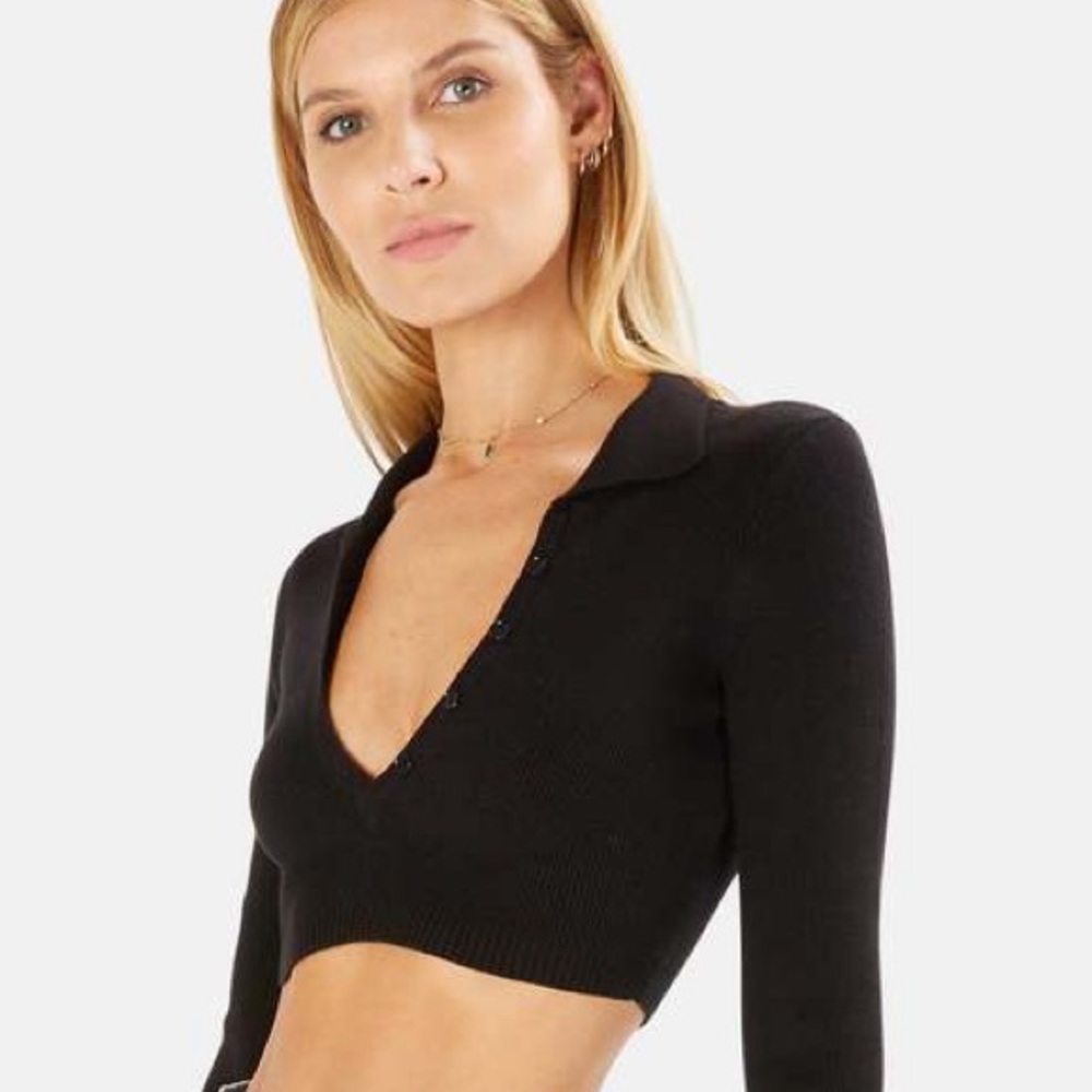 Mona Cropped Polo Sweater | For Love and Lemons